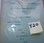 Honours and awards Australian Military Officers list 1924. Click for more information...
