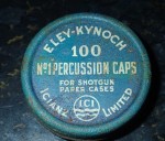 f168 Eley Kynoch percussion cap tin for paper shotgun cartridges. Click for more information...