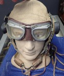 ww2 Raaf Raf pilots helmet with goggles and mike setup. Click for more information...